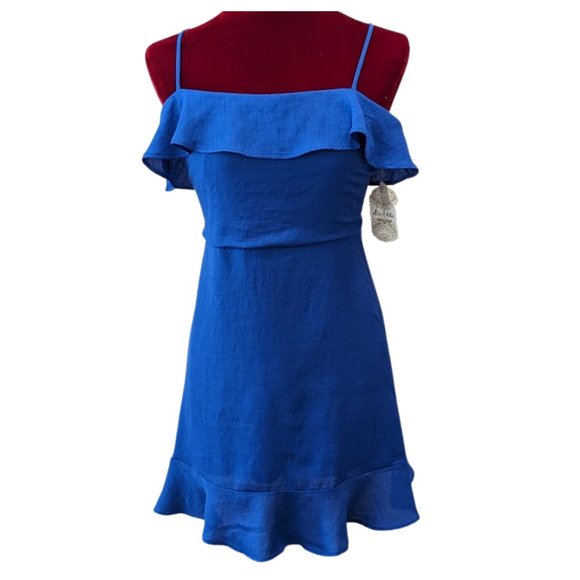 Altar'd State Women Monroe Sleeveless Ruffle Royal Blue Mini Dress SZ Medium NWT - Picture 2 of 14